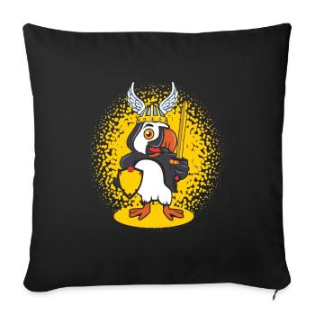 Papageientaucher Wikinger Helm Island - Sofakissenbezug 45 x 45 cm - Schwarz - Vorne
