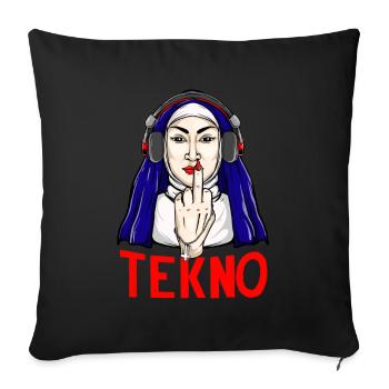 Tekno Underground Nonne Mittelfinger techno - Sofakissenbezug 45 x 45 cm - Schwarz - Vorne