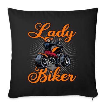 Lady Biker Bikerin Motorradfahrerin Frauen Rockeri - Sofakissenbezug 45 x 45 cm - Schwarz - Vorne