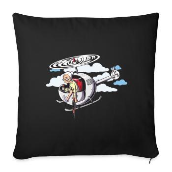 Oma Im Hubschrauber - Sofakissenbezug 45 x 45 cm - Schwarz - Vorne