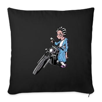Grandma motorcycle pension retirement biker age - Sofa pillowcase 17,3'' x 17,3'' (45 x 45 cm) - black - Front