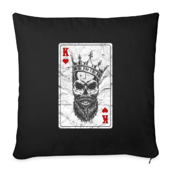 Herzbube Skull Heart Crown Card Poker - Housse de coussin décorative 45 x 45 cm - noir - Devant