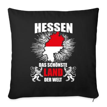 Hessen Schönstes Land Der Welt Lustiger Spruch - Sofakissenbezug 45 x 45 cm - Schwarz - Vorne