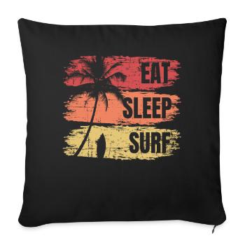 Eat Sleep Surf Miami Beach Surfer Style - Housse de coussin décorative 45 x 45 cm - noir - Devant