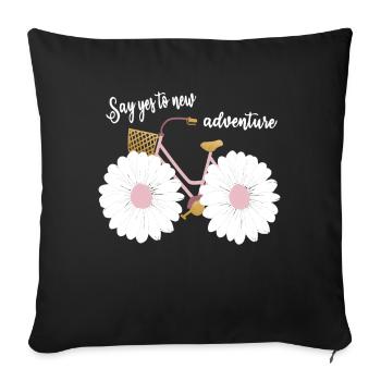 Chemise vélo femme & fleurs chemise femme cadeau - Housse de coussin décorative 45 x 45 cm - noir - Devant