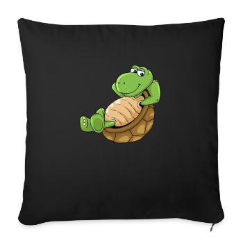 Schildkröte Lustig Comic Relax - Sofakissenbezug 45 x 45 cm - Schwarz - Vorne