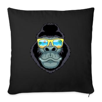 Gorialla Affe Sonnenbrille Sommer Strand Urlaub - Sofakissenbezug 45 x 45 cm - Schwarz - Vorne