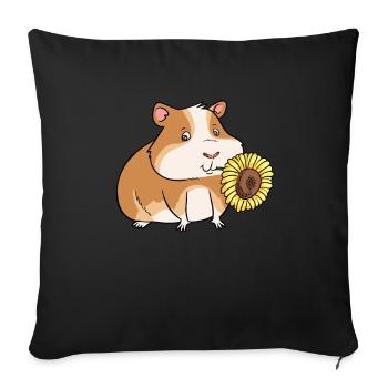 Cobaye cobaye fleur fleur rongeur - Housse de coussin décorative 45 x 45 cm - noir - Devant