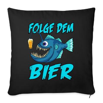 Folge dem Bier Tiefsee Fisch Anglerfisch Bierglas - Sofakissenbezug 45 x 45 cm - Schwarz - Vorne