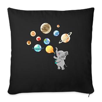 Solar System Planet Elephant Balloons - Sofa pillowcase 17,3'' x 17,3'' (45 x 45 cm) - black - Front