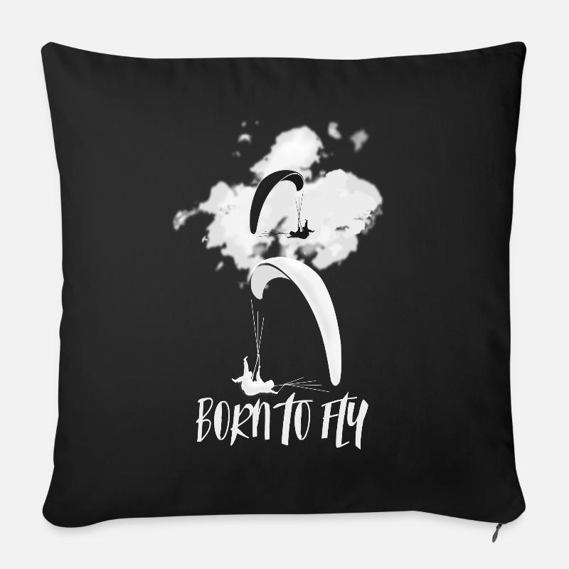 Parapente né pour voler - Housse de coussin décorative 45 x 45 cm - noir