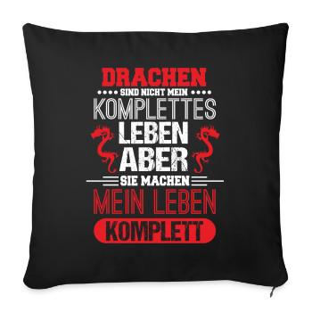 Chinesischer Drache Drachen Fantasy Horoskop - Sofakissenbezug 45 x 45 cm - Schwarz - Vorne
