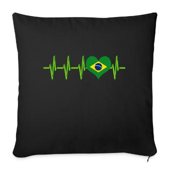 Brazil flag pulse heartbeat heart EKG country - Sofa pillowcase 17,3'' x 17,3'' (45 x 45 cm) - black - Front