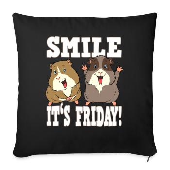 Guinea pig smile it's Friday - Sofa pillowcase 17,3'' x 17,3'' (45 x 45 cm) - black - Front