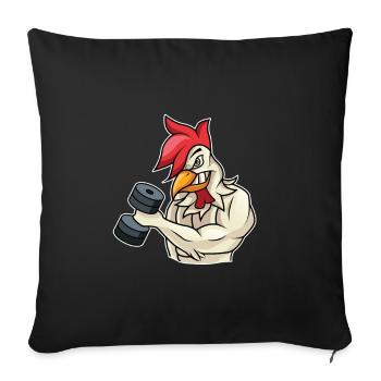 Rooster Chicken Fitness Bodybuilder Gift - Sofa pillowcase 17,3'' x 17,3'' (45 x 45 cm) - black - Front