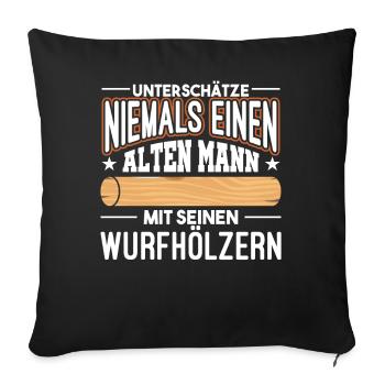 Kubb Schach Wikinger Wurfhölzer - Sofakissenbezug 45 x 45 cm - Schwarz - Vorne