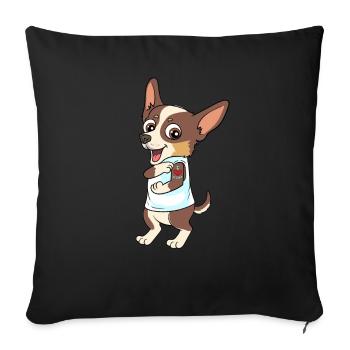 Chihuahua j'aime maman coeur pour un - Housse de coussin décorative 45 x 45 cm - noir - Devant