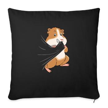 Conception de peau de grignotage de cochon d'Inde - Housse de coussin décorative 45 x 45 cm - noir - Devant