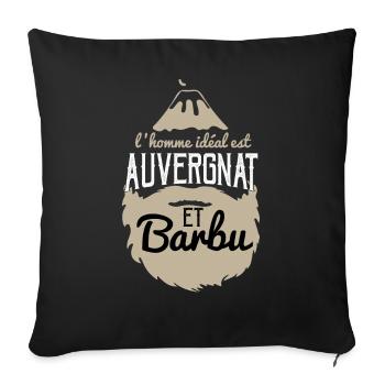 L'homme idéal est Auvergnats et barbu auvergne fun - Housse de coussin décorative 45 x 45 cm - noir - Devant