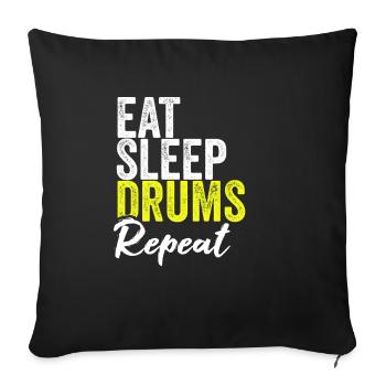 Eat sleep drums repeat - Sofakissenbezug 45 x 45 cm - Schwarz - Vorne