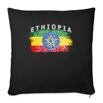 Ethiopia flag vintage gift - Sofa pillowcase 17,3'' x 17,3'' (45 x 45 cm) - black - Front