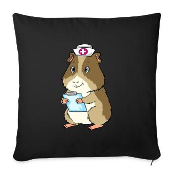 Infirmière de cochon d'Inde habillée - Housse de coussin décorative 45 x 45 cm - noir - Devant