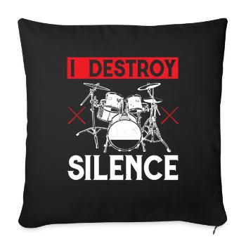 Je détruis le silence tambour batteur grand-père - Housse de coussin décorative 45 x 45 cm - noir - Devant