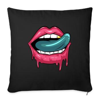 Zombie Undead Mouth Tongue Lipstick Design - Sofa pillowcase 17,3'' x 17,3'' (45 x 45 cm) - black - Front