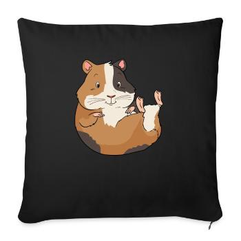 Cochon d'Inde drôle sur le dos et se détendre - Housse de coussin décorative 45 x 45 cm - noir - Devant
