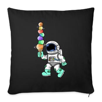 Mignon astronaute avec de l’équipe de glace de la planète - Housse de coussin décorative 45 x 45 cm - noir - Devant