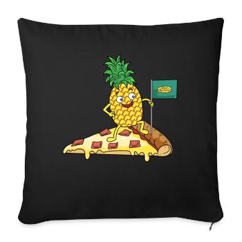 Lustige Ananas erobert die Pizza - Pizza Hawaii - Sofa pillowcase 17,3'' x 17,3'' (45 x 45 cm) - black - Front
