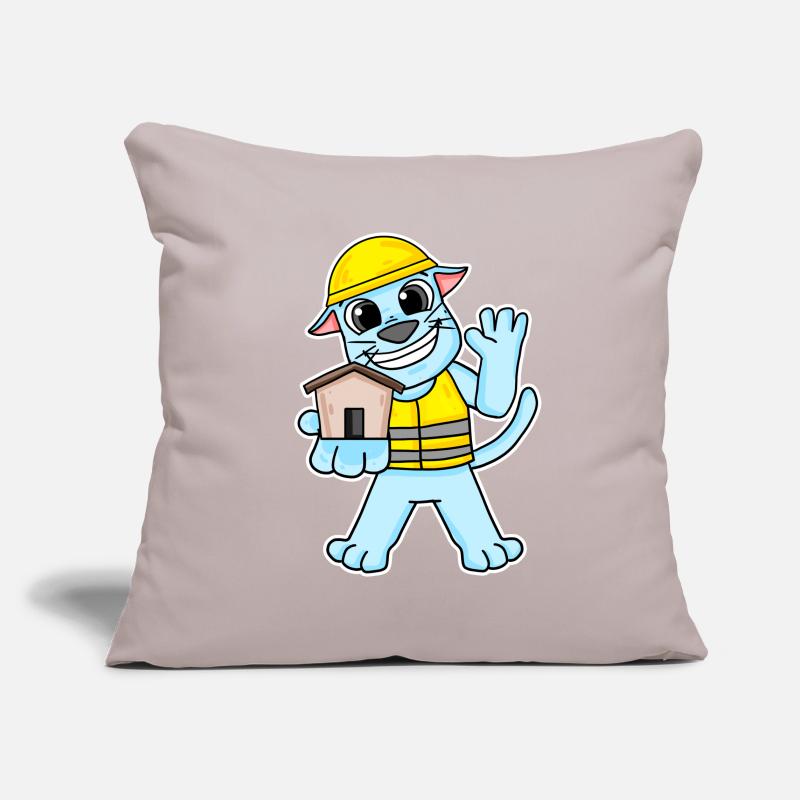 Cadeau de construction de maison de chat constructeur Housse de coussin décorative 45 x 45 cm