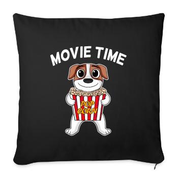 Movie night Movie night Movie time Jack Russell - Sofa pillowcase 17,3'' x 17,3'' (45 x 45 cm) - black - Front