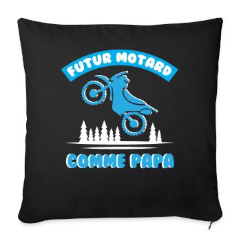 Futur motard comme papa cadeau garçon moto cross - Housse de coussin décorative 45 x 45 cm - noir - Devant