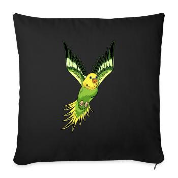 Belle perruche colorée vole. conception - Housse de coussin décorative 45 x 45 cm - noir - Devant