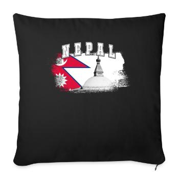 Népal Drapeau de Katmandou Asie - Housse de coussin décorative 45 x 45 cm - noir - Devant