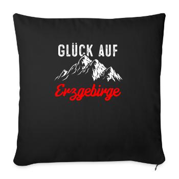 Glueck auf Erzgebirge - Sofakissenbezug 45 x 45 cm - Schwarz - Vorne