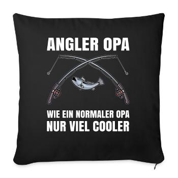 Angler Geschenk - Opa Fisch - Sofakissenbezug 45 x 45 cm - Schwarz - Vorne