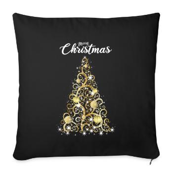 Merry Christmas Christmas tree Christmas gold - Sofa pillowcase 17,3'' x 17,3'' (45 x 45 cm) - black - Front
