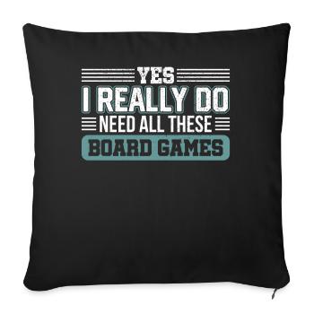 Cadeau de jeu de société Gamer RPG - Housse de coussin décorative 45 x 45 cm - noir - Devant