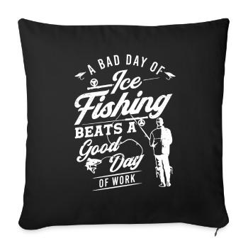 Cadeau de pêche sur glace pour pêcheur sur glace - Housse de coussin décorative 45 x 45 cm - noir - Devant