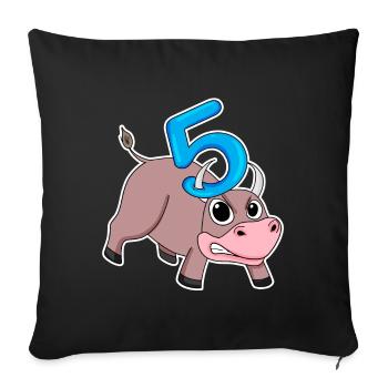 Taureau taureau d'anniversaire pour enfants de 5 ans - Housse de coussin décorative 45 x 45 cm - noir - Devant