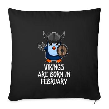 Les Vikings sont nés en février - Penguin Vikings - Housse de coussin décorative 45 x 45 cm - noir - Devant