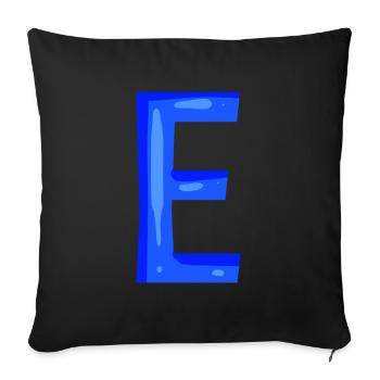 Buchstabe E Anfangsbuchstabe Blau - Sofakissenbezug 45 x 45 cm - Schwarz - Vorne