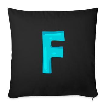 Première lettre F - Housse de coussin décorative 45 x 45 cm - noir - Devant