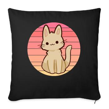 Anime cat in sunset - Sofa pillowcase 17,3'' x 17,3'' (45 x 45 cm) - black - Front