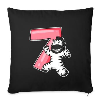 Zebra 7 years old children's birthday - Sofa pillowcase 17,3'' x 17,3'' (45 x 45 cm) - black - Front