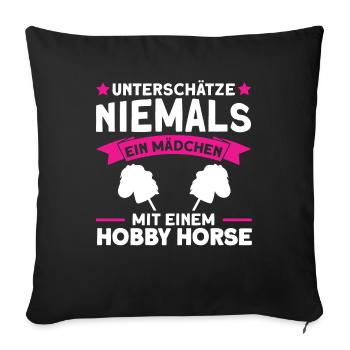 Reiterin Pferde Hobbyhorse - Sofakissenbezug 45 x 45 cm - Schwarz - Vorne