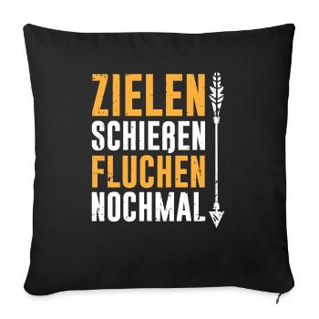 Bogenschützen Pfeil & Bogen Geschenk - Sofakissenbezug 45 x 45 cm - Schwarz - Vorne