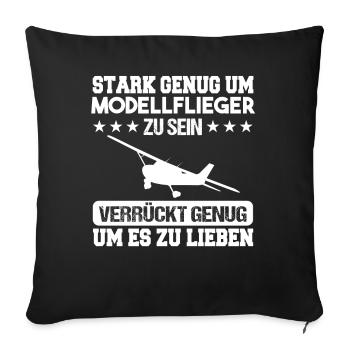 Pilot Modellflieger Modellflug - Sofakissenbezug 45 x 45 cm - Schwarz - Vorne